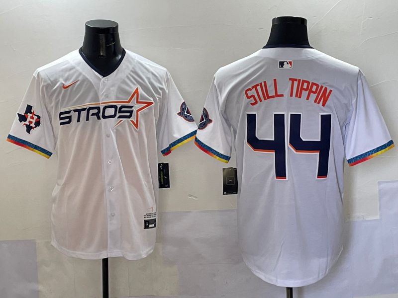 Men Houston Astros 44 Still Tippin White Four generations Joint Name 2025 Nike MLB Jersey style 35